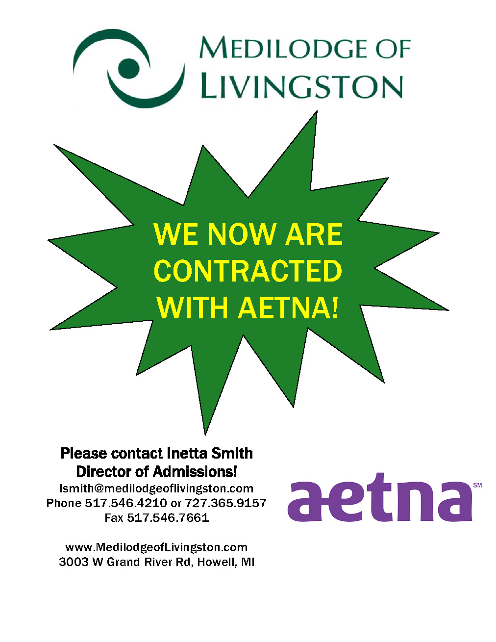 We now accept Aetna (Medicare & commercial Plans)